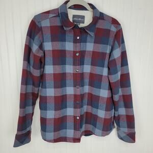 Eddie Bauer Mens Fleece Lined Snap Front Long Sleeve Shirt Jacket Size Large